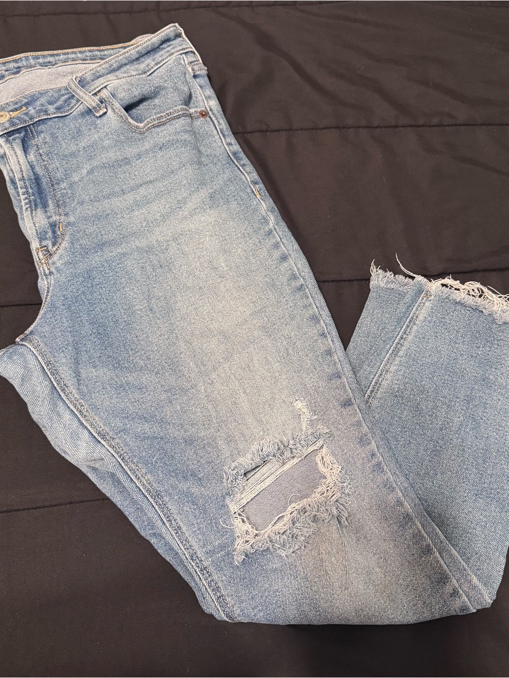 Old Navy Light Blue Distressed Straight Leg Jeans